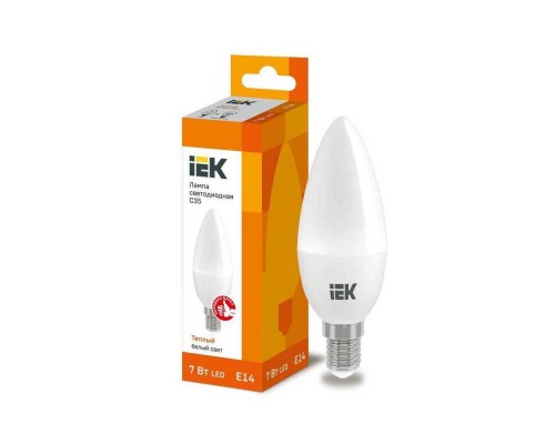 Лампа светодиодная IEK E14 7W 3000K матовая LLE-C35-7-230-30-E14