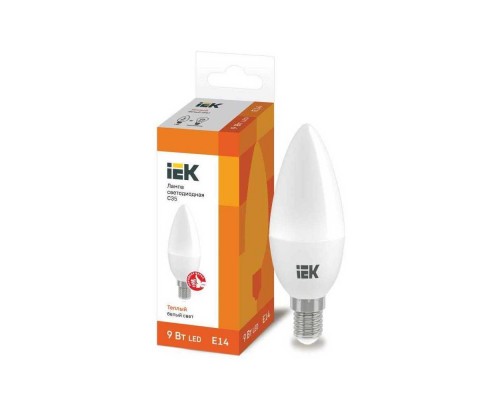 Лампа светодиодная IEK E14 9W 3000K матовая LLE-C35-9-230-30-E14