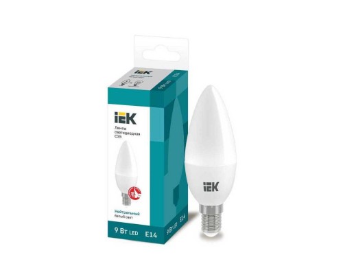 Лампа светодиодная IEK E14 9W 4000K матовая LLE-C35-9-230-40-E14