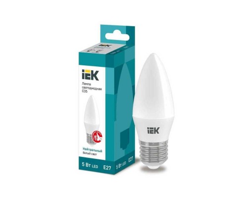 Лампа светодиодная IEK E27 5W 4000K матовая LLE-C35-5-230-40-E27