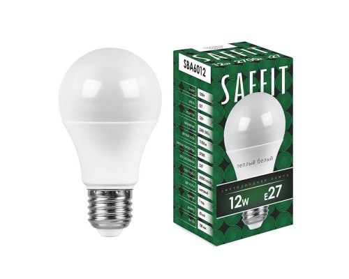 Лампа светодиодная Saffit E27 12W 2700K Шар Матовая SBA6012 55007