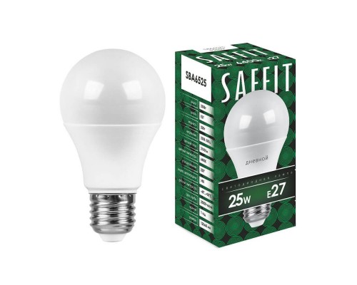 Лампа светодиодная Saffit E27 25W 6400K Шар Матовая SBA6525 55089