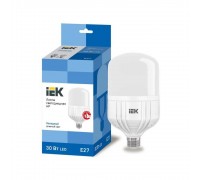 Лампа светодиодная сверхмощная IEK E27 30W 6500K матовая LLE-HP-30-230-65-E27