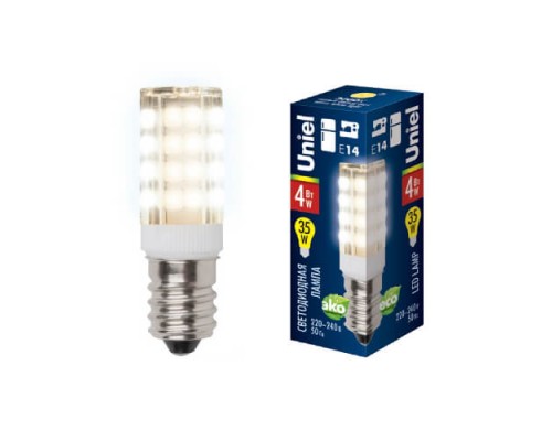 Лампа светодиодная Uniel E14 4W 3000K прозрачная LED-Y16-4W/WW/E14/CL PLZ04WH UL-00000179