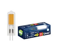 Лампа светодиодная Uniel G4 6W 4000K прозрачная LED-JC-220/6W/4000K/G4/CL GLZ08TR UL-00005066