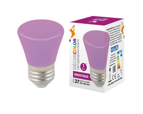 Лампа светодиодная Volpe E27 1W фиолетовая LED-D45-1W/PURPLE/E27/FR/С BELL UL-00005644