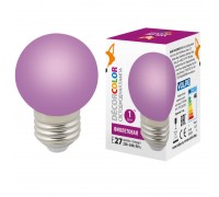 Лампа светодиодная Volpe E27 1W фиолетовая LED-G45-1W/PURPLE/E27/FR/С UL-00005652