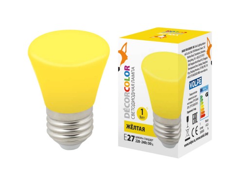 Лампа светодиодная Volpe E27 1W желтая LED-D45-1W/YELLOW/E27/FR/С BELL UL-00005641