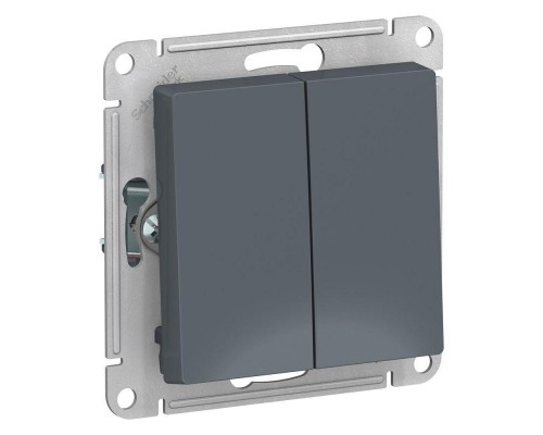 Переключатель двухклавишный проходной Schneider Electric AtlasDesign 10A 250V грифель ATN000765