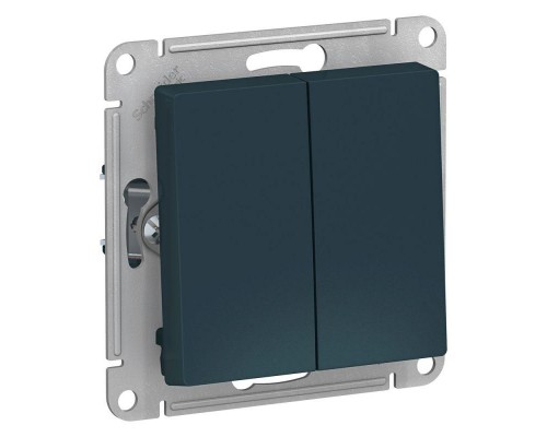 Переключатель двухклавишный проходной Schneider Electric AtlasDesign 10A 250V изумруд ATN000865