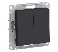 Переключатель двухклавишный проходной Schneider Electric AtlasDesign 10A 250V карбон ATN001065