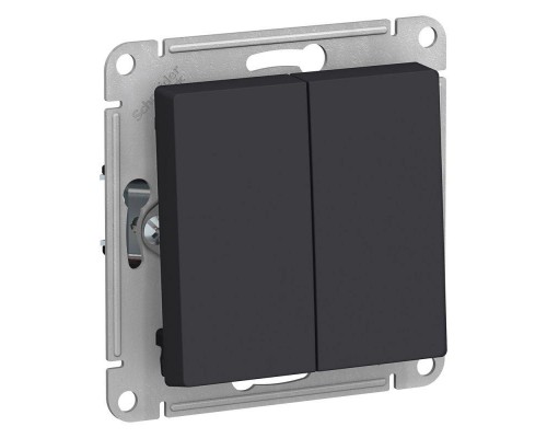 Переключатель двухклавишный проходной Schneider Electric AtlasDesign 10A 250V карбон ATN001065