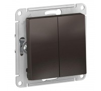 Переключатель двухклавишный проходной Schneider Electric AtlasDesign 10A 250V мокко ATN000665