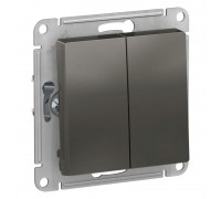 Переключатель двухклавишный проходной Schneider Electric AtlasDesign 10A 250V сталь ATN000965