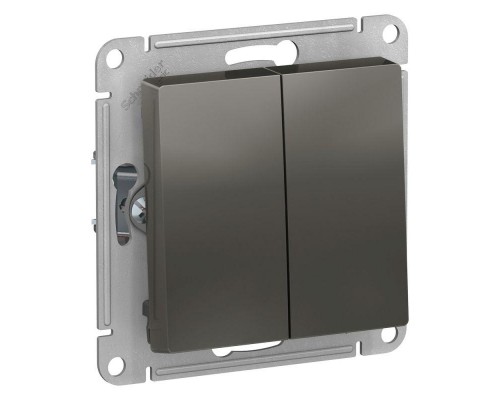 Переключатель двухклавишный проходной Schneider Electric AtlasDesign 10A 250V сталь ATN000965