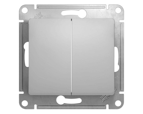 Переключатель двухклавишный проходной Schneider Electric Glossa 10A 250V алюминий GSL000365