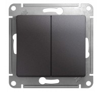 Переключатель двухклавишный проходной Schneider Electric Glossa 10A 250V графит GSL001365