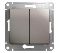 Переключатель двухклавишный проходной Schneider Electric Glossa 10A 250V платина GSL001265