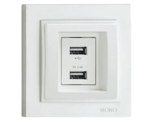 Розетка 2-а USB-зарядка Mono Electric Despina 250V крем 102-170005-178