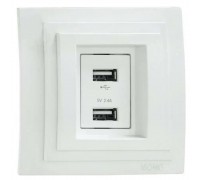 Розетка 2-а USB-зарядка Mono Electric Larissa 16A 250V белый 103-191905-178