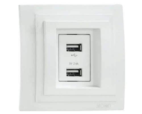 Розетка 2-а USB-зарядка Mono Electric Larissa 16A 250V белый 103-191905-178