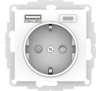 Розетка 2К+З/2хUSB Schneider Electric AtlasDesign 16A 250V Type A+С белая ATN000132