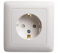 Розетка 2К+З Schneider Electric Хит 16A 250V со шторками белая RA16-138-B