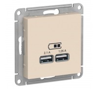 Розетка 2хUSB Schneider Electric AtlasDesign Type A+A бежевая ATN000233