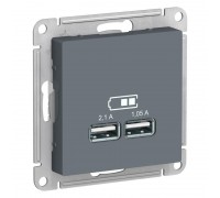 Розетка 2хUSB Schneider Electric AtlasDesign Type A+A грифель ATN000733