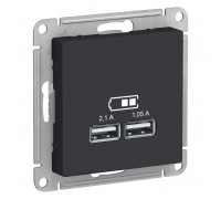 Розетка 2хUSB Schneider Electric AtlasDesign Type A+A карбон ATN001033