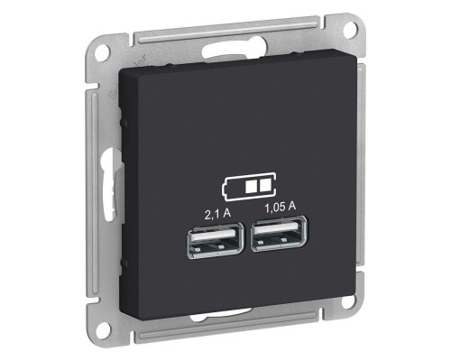 Розетка 2хUSB Schneider Electric AtlasDesign Type A+A карбон ATN001033