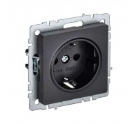 Розетка 2P+PE IEK Brite со шторками черная BR-R14-16-K02