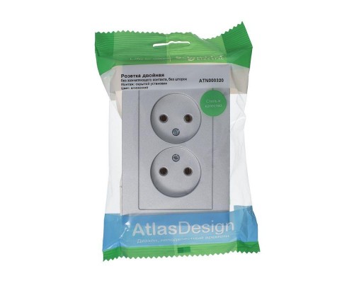 Розетка двойная 2К Schneider Electric AtlasDesign 16A 250V алюминий ATN000320