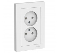 Розетка двойная 2К Schneider Electric AtlasDesign 16A 250V белая ATN000120