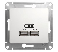 Розетка двойная USB Schneider Electric Glossa Type A+A белая GSL000133