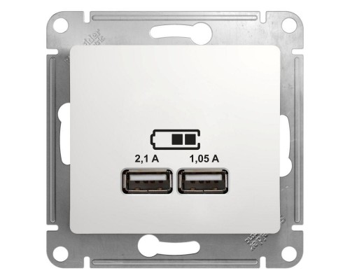 Розетка двойная USB Schneider Electric Glossa Type A+A белая GSL000133