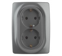 Розетка ЭРА 12 2x2P E Schuko со шторками 16A 250V 12-2108-12 Б0036448