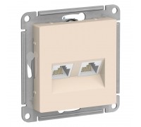 Розетка компьютерная двойная RJ45 Schneider Electric AtlasDesign 5e кат UTP бежевая ATN000285