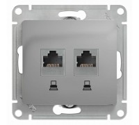 Розетка компьютерная двойная RJ45 Schneider Electric Glossa 5e кат UTP алюминий GSL000385KK