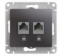 Розетка компьютерная двойная RJ45 Schneider Electric Glossa 5e кат UTP графит GSL001385KK