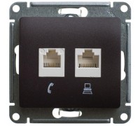 Розетка компьютерная двойная RJ45 Schneider Electric Glossa 5e кат UTP шоколад GSL000885KK