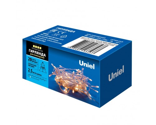 Светодиодная гирлянда Uniel 220V теплый белый ULD-S0250-020/STA Warm White IP20 UL-00007191