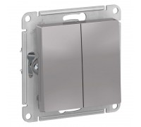 Выключатель двухклавишный Schneider Electric AtlasDesign 10A 250V алюминий ATN000351