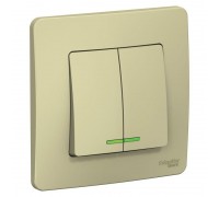 Выключатель двухклавишный Schneider Electric Blanca 10A 250V с подсветкой бежевый BLNVS010517