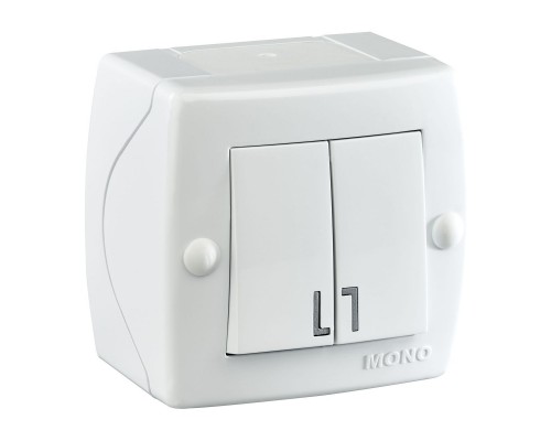 Выключатель Mono Electric Octans IP20 двухклавишный белый 104-010101-102