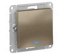 Выключатель одноклавишный Schneider Electric AtlasDesign 10A 250V с подсветкой шампань ATN000513