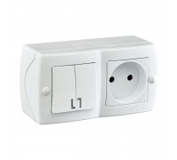 Выключатель - розетка Mono Electric Octans IP20 двухклавишный - 2К белый 104-010101-182