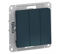 Выключатель трехклавишный Schneider Electric AtlasDesign 10A 250V изумруд ATN000831