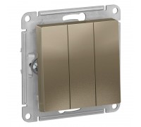 Выключатель трехклавишный Schneider Electric AtlasDesign 10A 250V шампань ATN000531