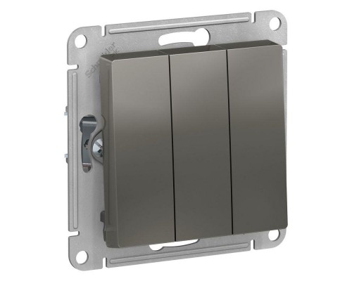 Выключатель трехклавишный Schneider Electric AtlasDesign 10A 250V сталь ATN000931